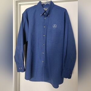Mercedes Benz Logo Men's Button Down Shirt Blue Size Large, Sleeve 33, GUC $21
